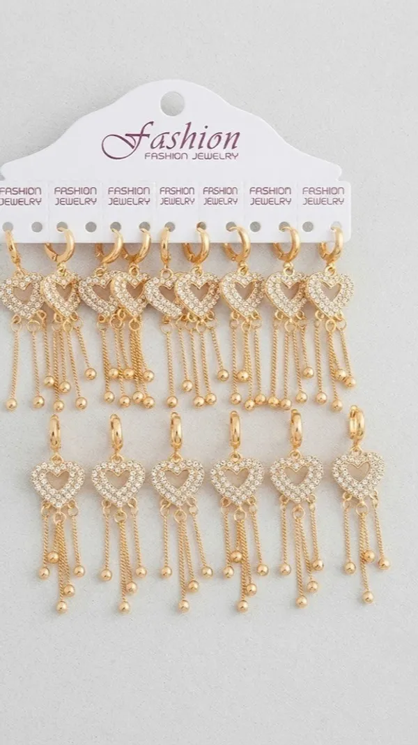 Gold_Tone_Heart_Chain_Stone_Drop_Earrings_For_Women