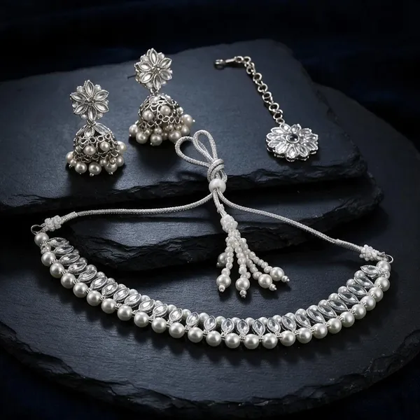Silver_Oxidized_Floral_Pearl_Bead_Necklace_Set_For_Women