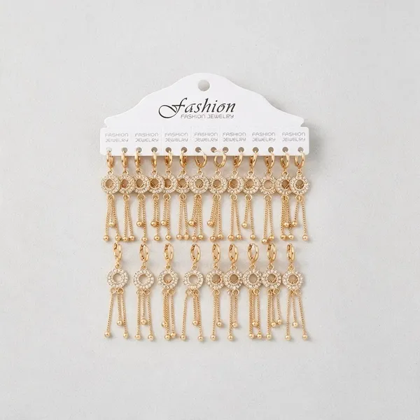 Gold-Tone_Circular_Chain_Dangler_Fashion_Earrings_Set_For_Women