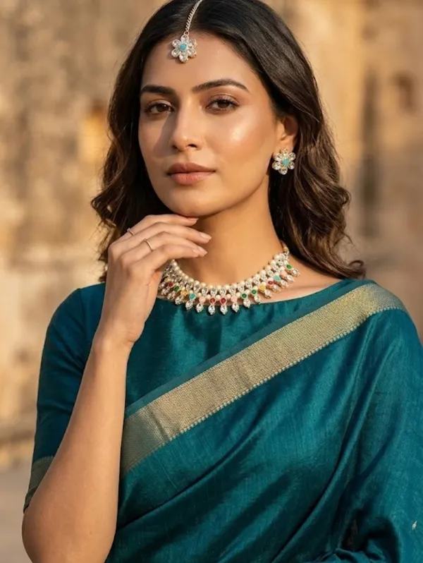 Silver-Tone_Multicolor_Stone_Pearl_Jewellery_Set_For_Women