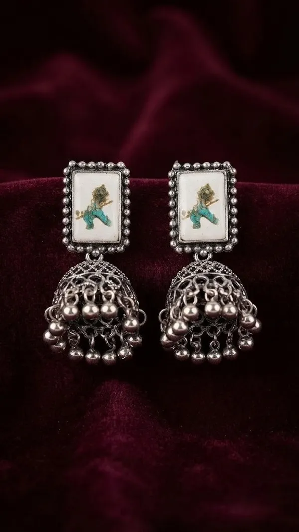 Silver-Tone_Oxidized_Filigree_Jhumka_Earrings