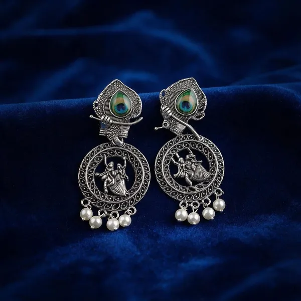 Silver_Oxidized_Krishna_Peacock_Feather_Dangle_Earrings_For_Women