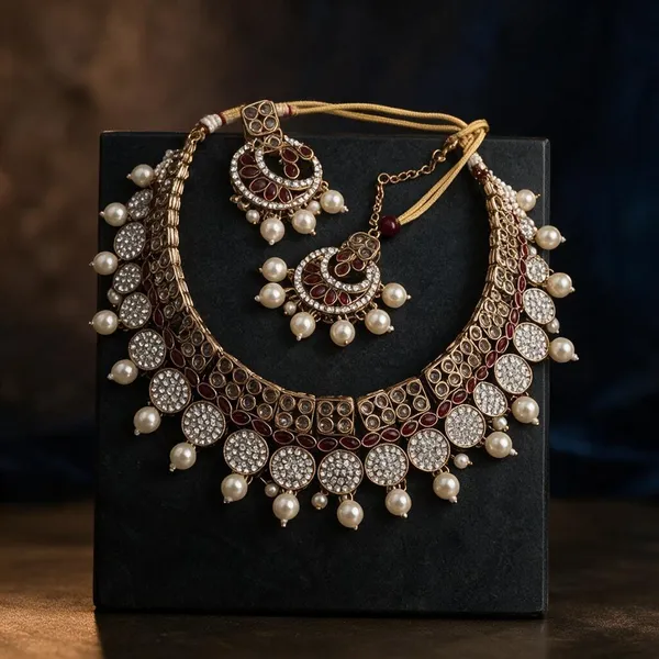 Multicolor_Silver_Tone_Traditional_Necklace_Set_For_Women