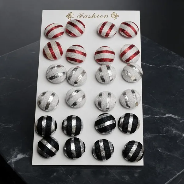 Multicolor_Striped_Circular_Button_Stud_Earrings_For_Women