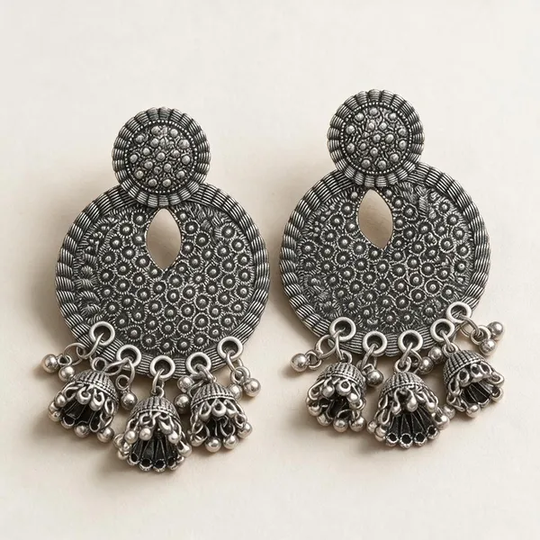 Silver_Oxidised_Layered_Disc_Bell_Jhumka_Earrings_For_Women