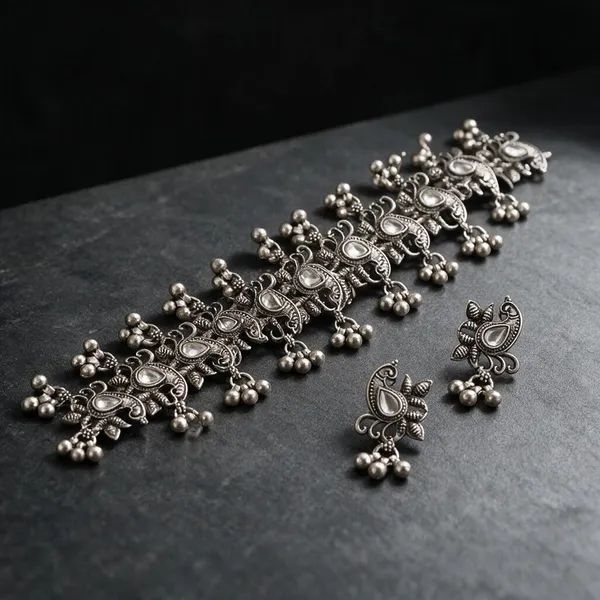 Silver_Oxidized_Paisley_Ethnic_Necklace_Set_For_Women