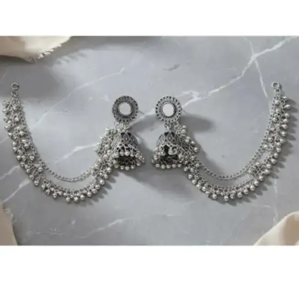 Silver_Oxidised_Ear_Chain_Jhumka_Earrings_For_Women