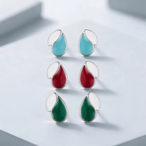 Multicolor_Leaf_Design_Drop_Earrings_Set_Of_3_For_Women