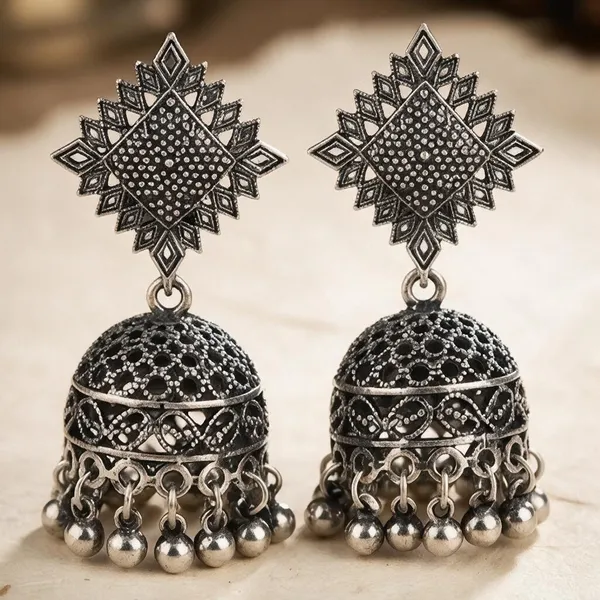 Silver_Oxidised_Geometric_Dome_Jhumka_Earrings_For_Women