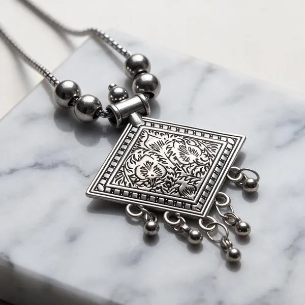Silver_Oxidized_Floral_Diamond_Pendant_Statement_Necklace_For_Women