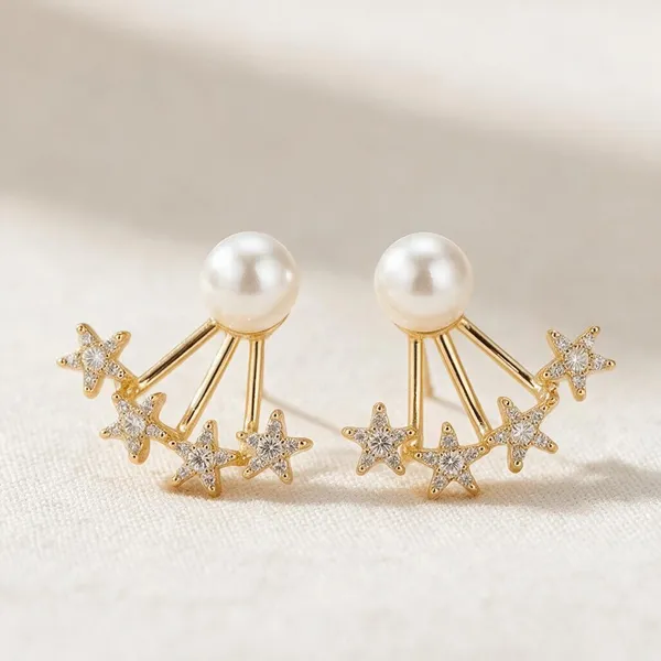 Gold-Tone_Pearl_Star_Ear_Jacket_Earrings_For_Women