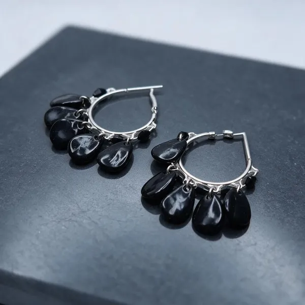 Silver_Black_Beaded_Hoop_Earrings_For_Women