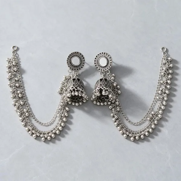 Silver_Oxidised_Ear_Chain_Jhumka_Earrings_For_Women