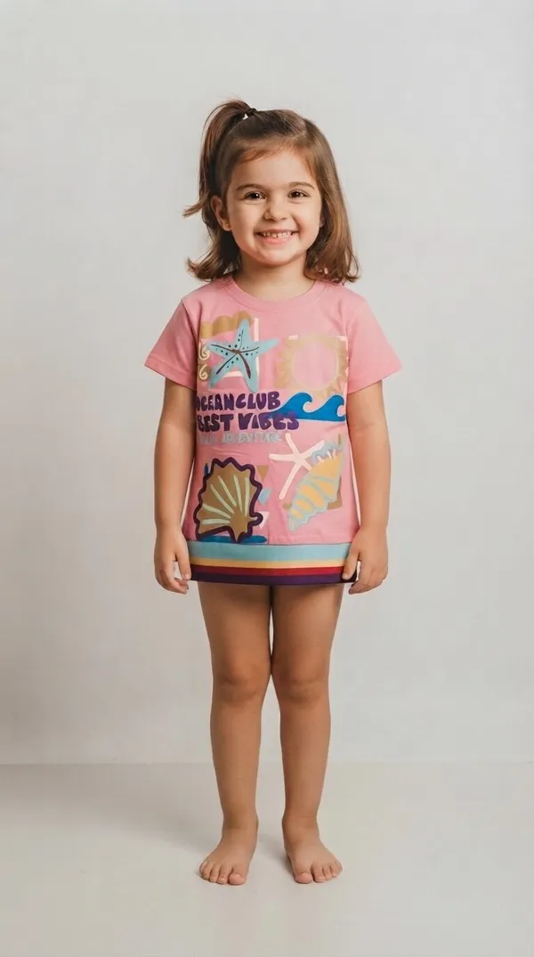 Pink_Printed_Short_Sleeve_Dress_for_Girls