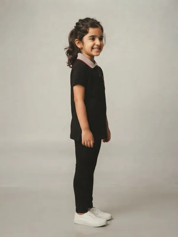 Black_Polo_T-Shirt_And_Leggings_Set_for_Girls