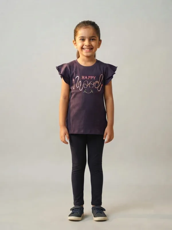 Purple_Ruffle_Sleeve_Top_And_Black_Leggings_Set_For_Girls
