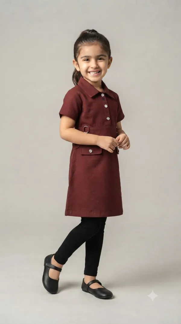 Maroon_Collared_A-Line_Dress_for_Girls
