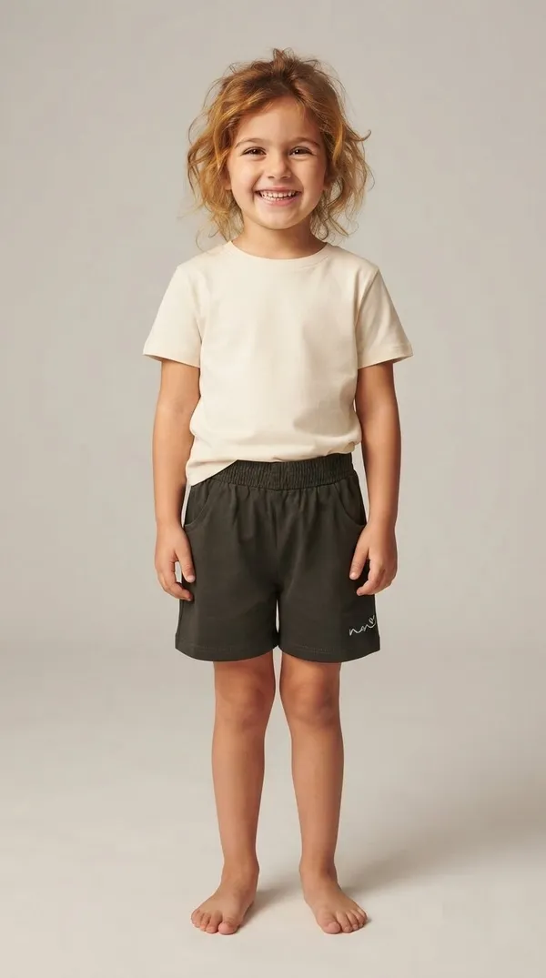 Olive_Green_Elastic_Waist_Casual_Shorts_for_Girls