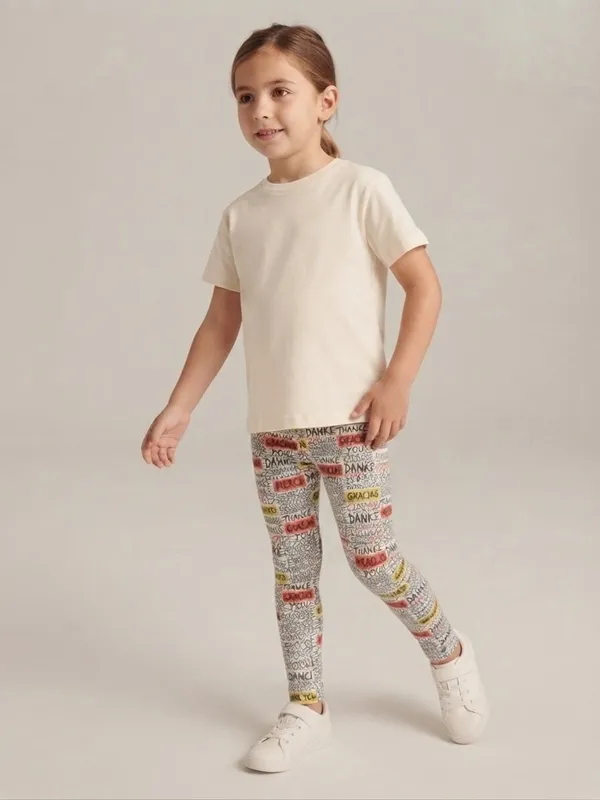 Cream_Printed__Leggings_For_Girls