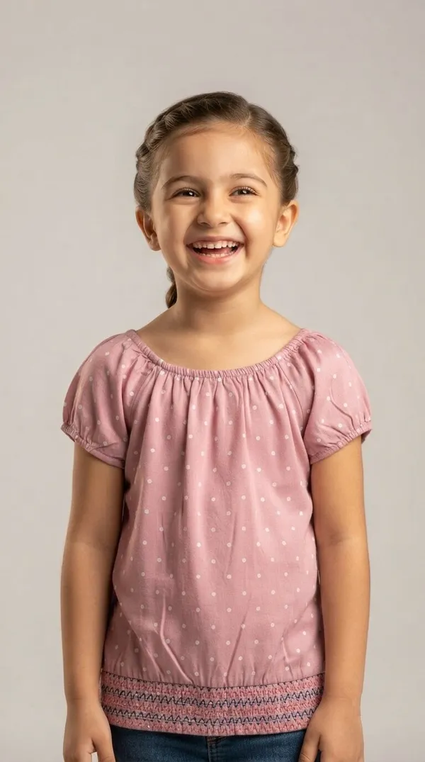 Pink_Dotted_Short_Sleeve_Top_for_Girls