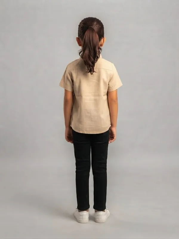 Beige_Short_Sleeve_Shirt_And_Trousers_Set_for_Girls
