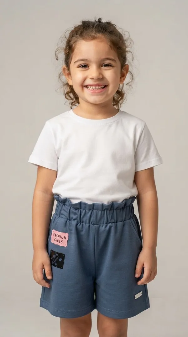 Blue_Elasticated_Casual_Shorts_for_Girls