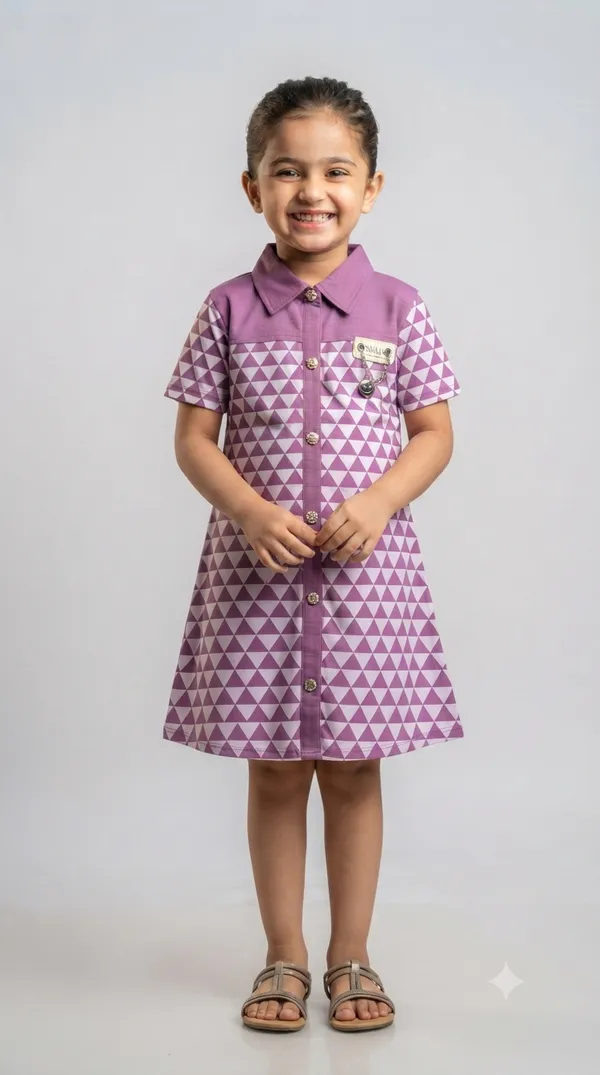 Purple_Geometric_Print_Collared_Dress_for_Girls