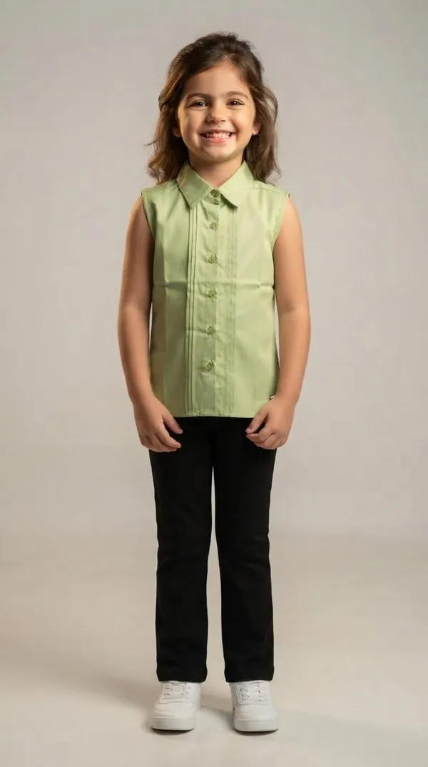 Green_Sleeveless_Collared_Top_for_Girls