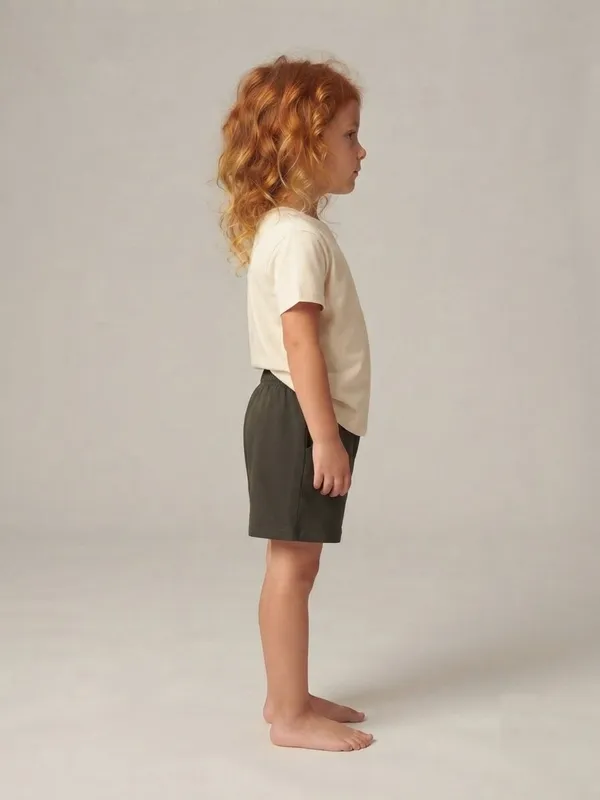 Olive_Green_Elastic_Waist_Casual_Shorts_for_Girls