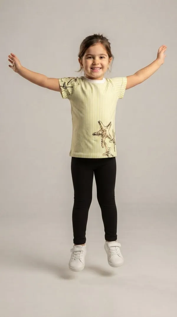 Yellow_Ribbed_Short_Sleeve_T-Shirt_For_Girls