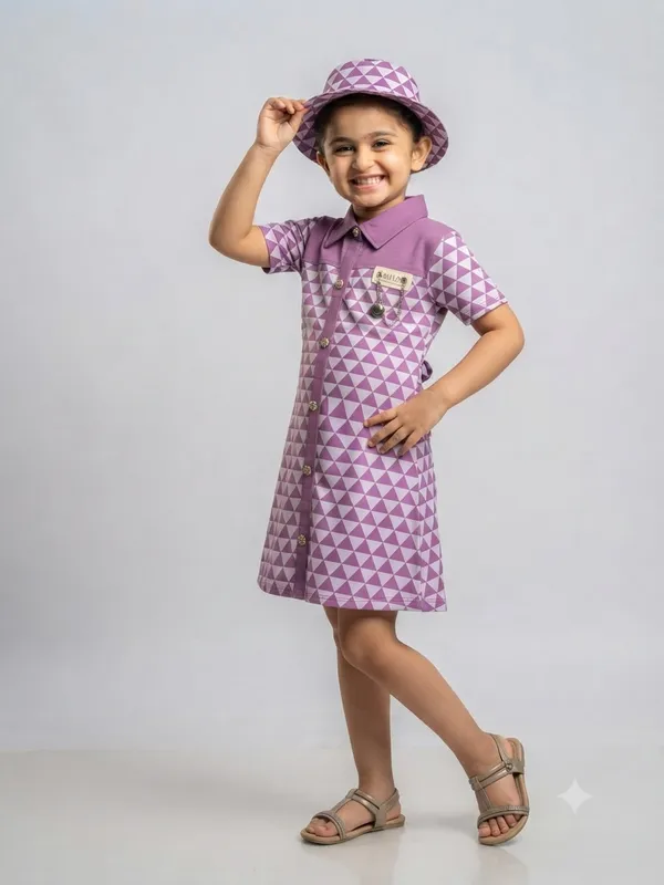 Purple_Geometric_Print_Collared_Dress_for_Girls