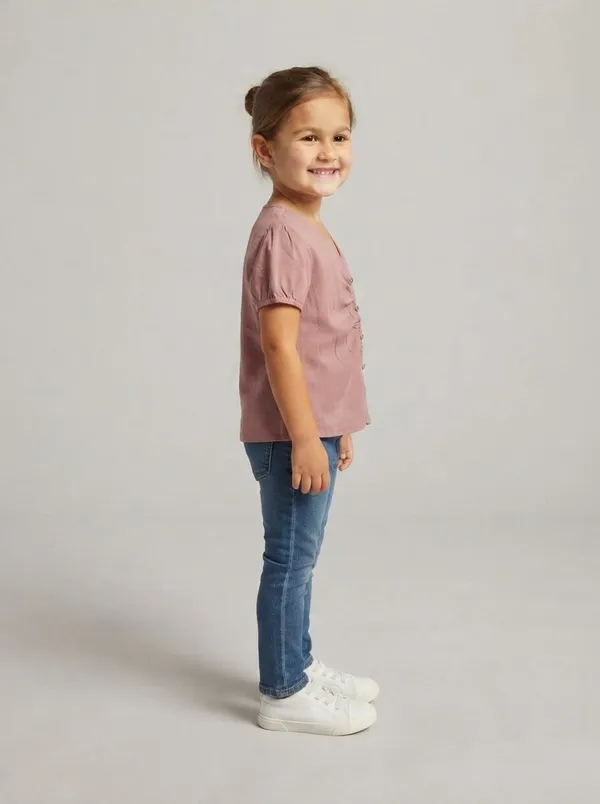 Mauve_Ruched_Short_Sleeve_Top_for_Girls