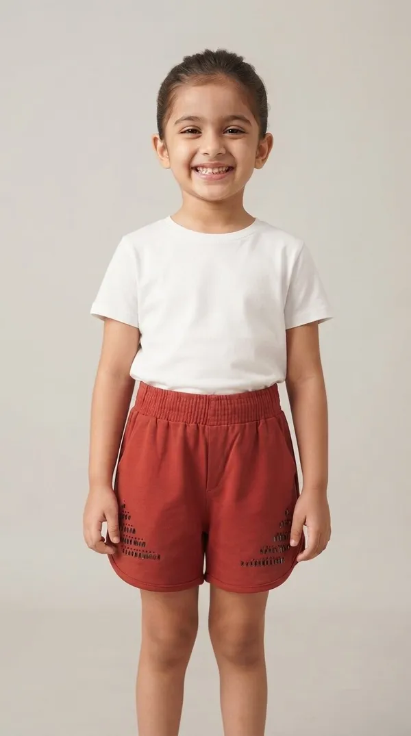 Rust_Elasticated_Shorts_for_Girls