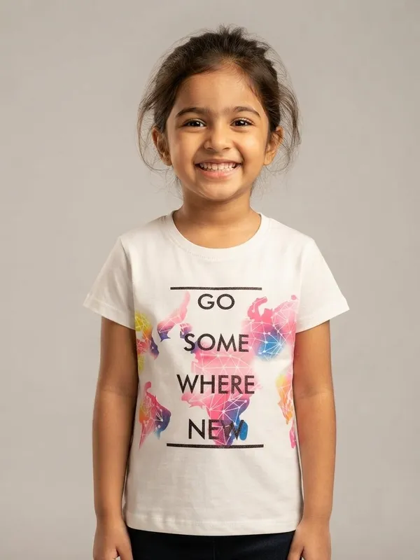 White_Graphic_T-Shirt_And_Blue_Jeans_Set_For_Girls