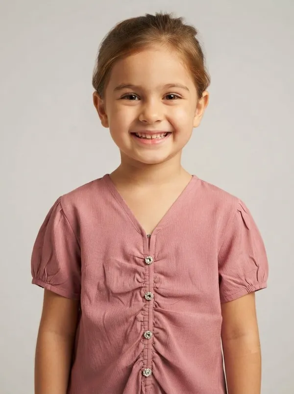 Mauve_Ruched_Short_Sleeve_Top_for_Girls