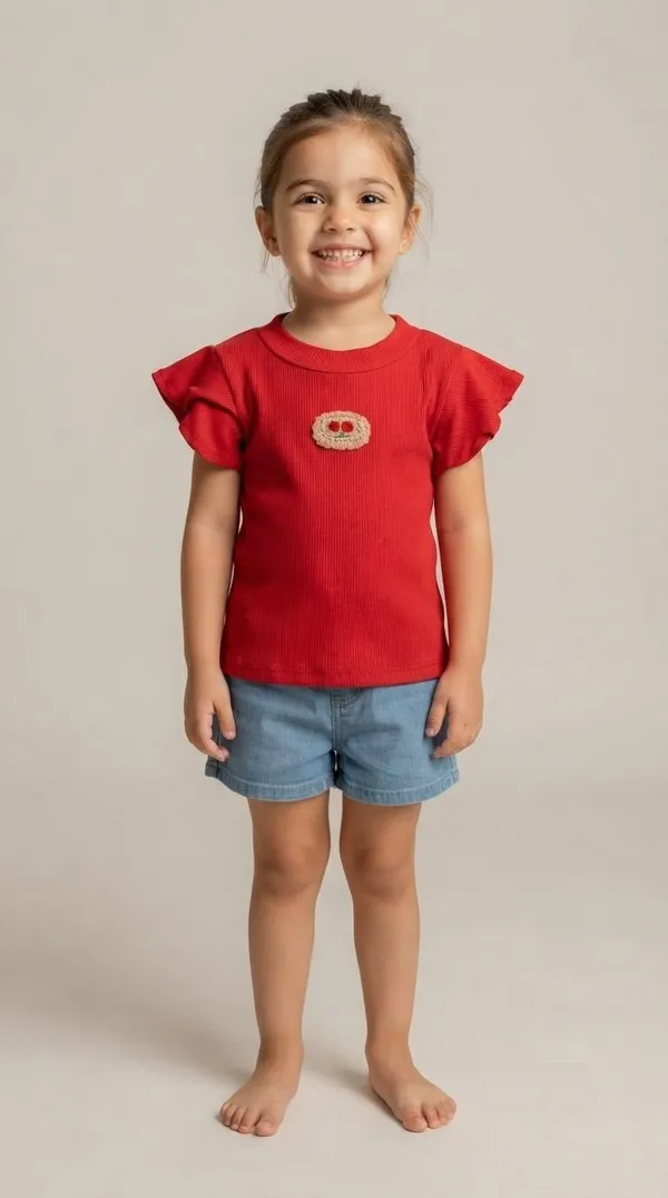 Red_Ribbed_Ruffle_Sleeve_Top_for_Girls