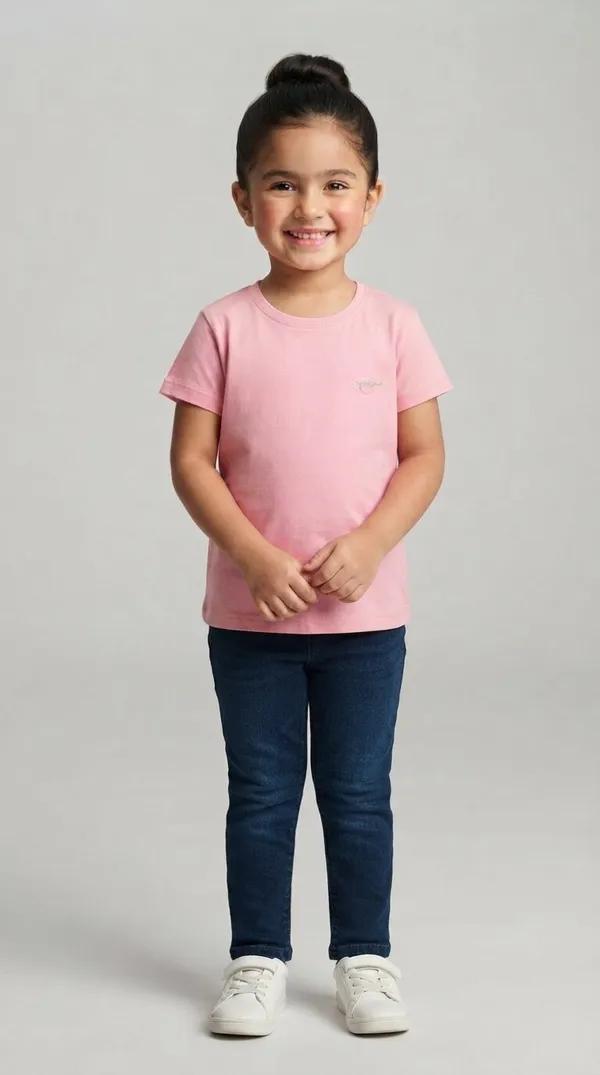 Pink_Crew_Neck_Short_Sleeve_T-Shirt_for_Girls
