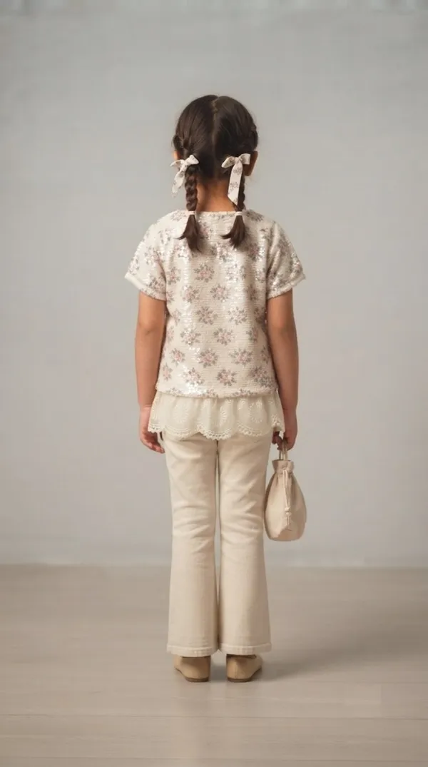 Cream_Floral_Print_Top_And_Trousers_Set_For_Girls