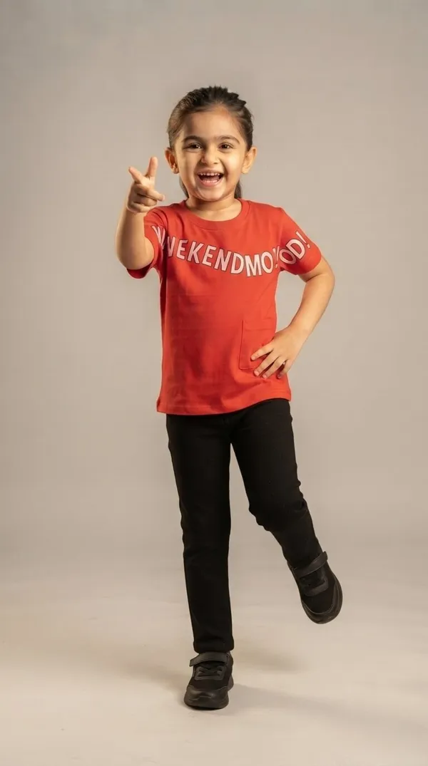 Red_Casual_T-Shirt_And_Pants_Set_For_Girls