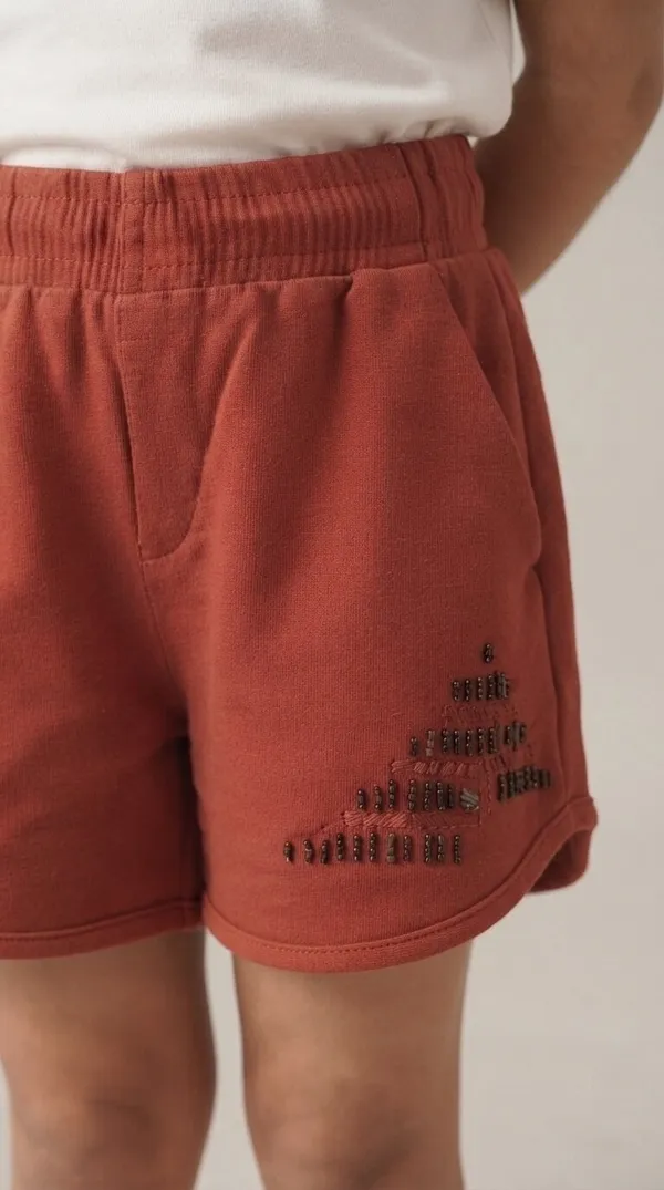 Rust_Elasticated_Shorts_for_Girls