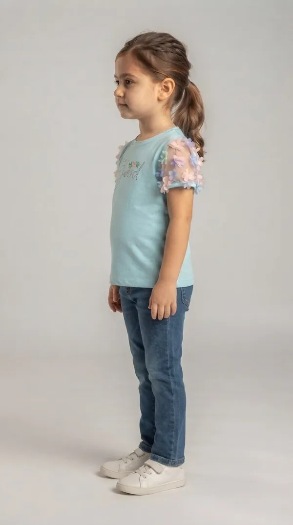 Aqua_Floral_Sleeve_T-Shirt_for_Girls