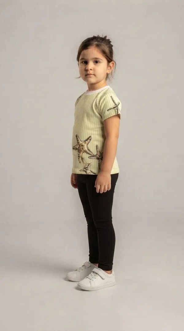 Yellow_Ribbed_Short_Sleeve_T-Shirt_For_Girls