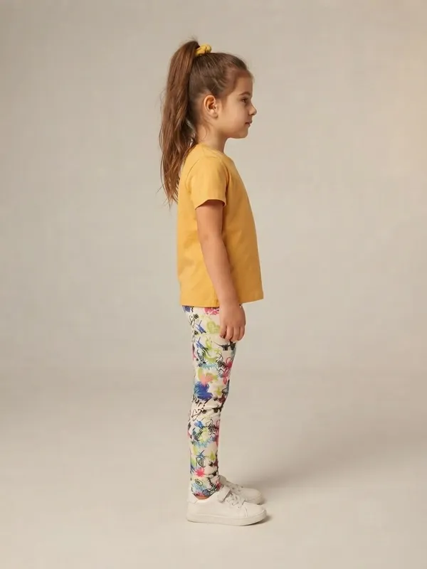 Yellow_Printed__Leggings__For_Girls