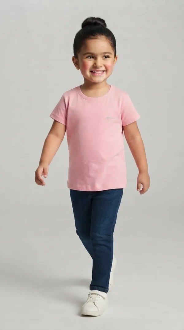 Pink_Crew_Neck_Short_Sleeve_T-Shirt_for_Girls