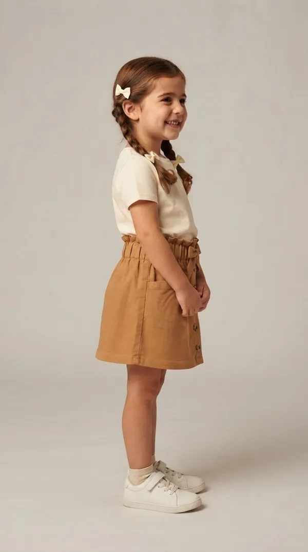 Tan_Casual_Skirt_Set_for_Girls