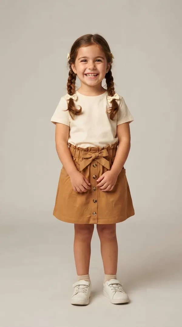 Tan_Casual_Skirt_Set_for_Girls