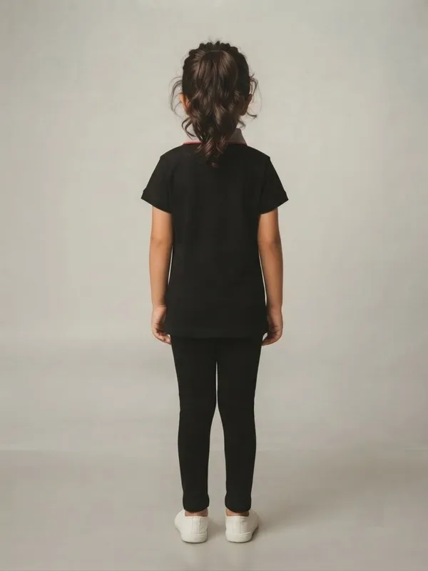 Black_Polo_T-Shirt_And_Leggings_Set_for_Girls
