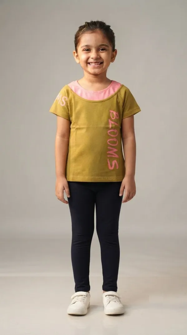 Olive_Green_Graphic_Short_Sleeve_Top_for_Girls