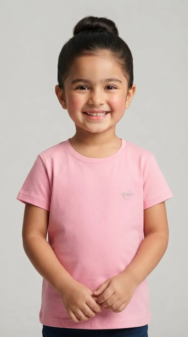 Pink_Crew_Neck_Short_Sleeve_T-Shirt_for_Girls