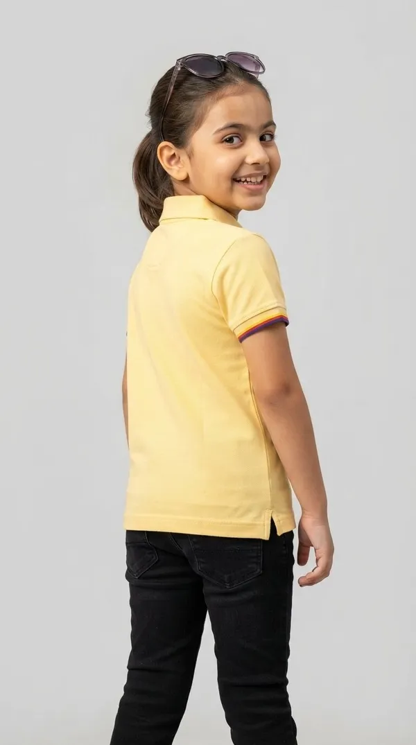 Yellow_Short_Sleeve_Polo_T-Shirt_for_Girls